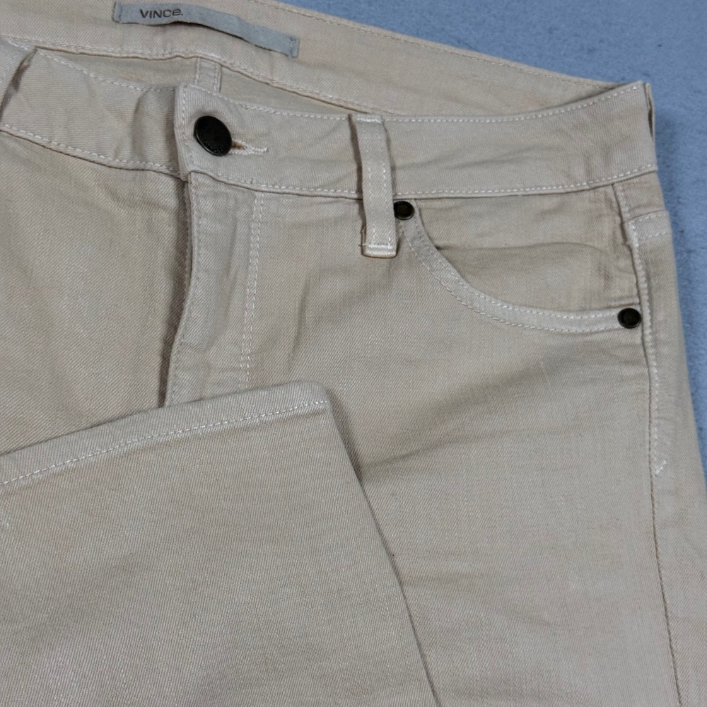 Vince Womens Tan Beige Skinny Jeans Stretch Denim Pants Size 28